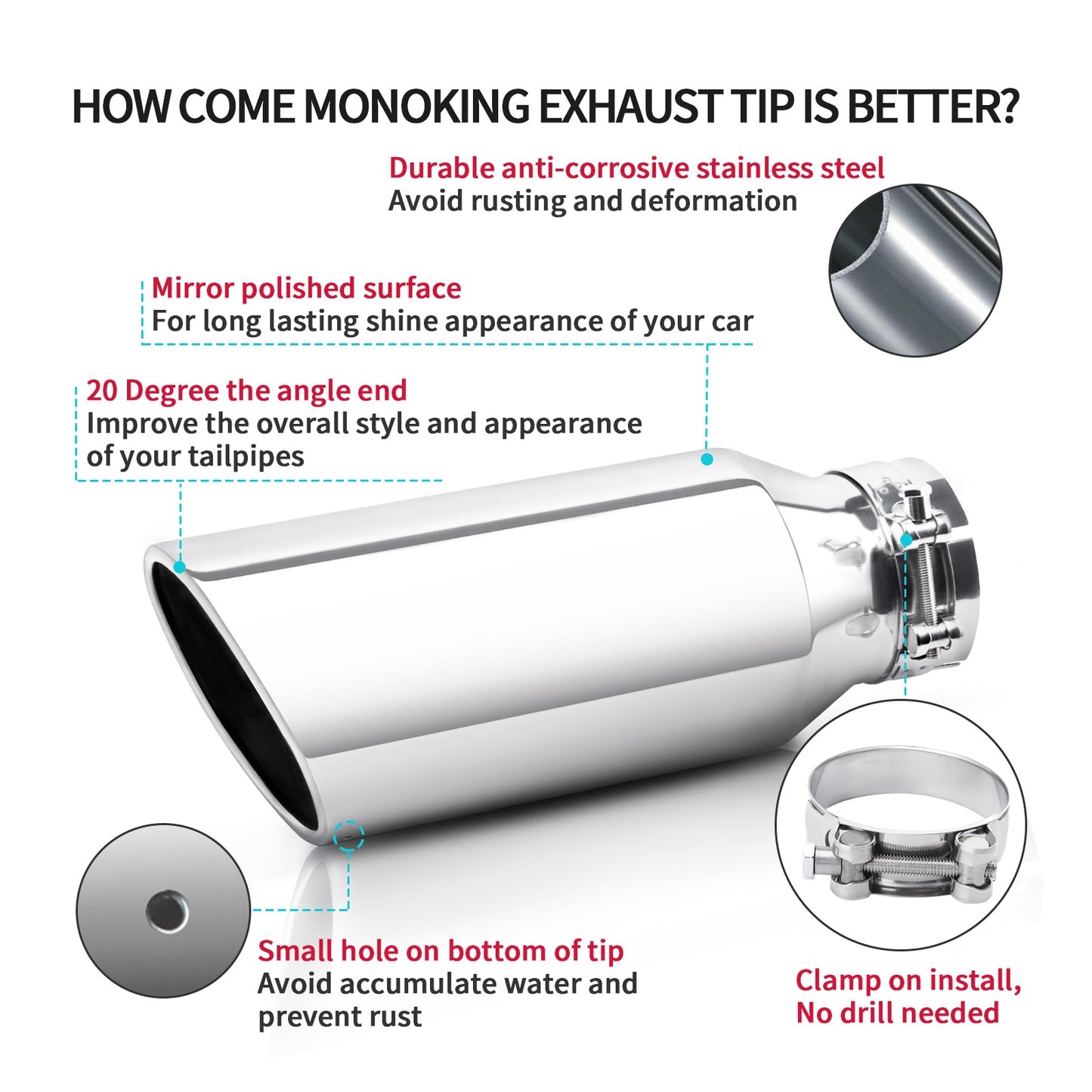 3" Inlet 5" Outlet 12" Overall Length,Clamp-On Design Universal