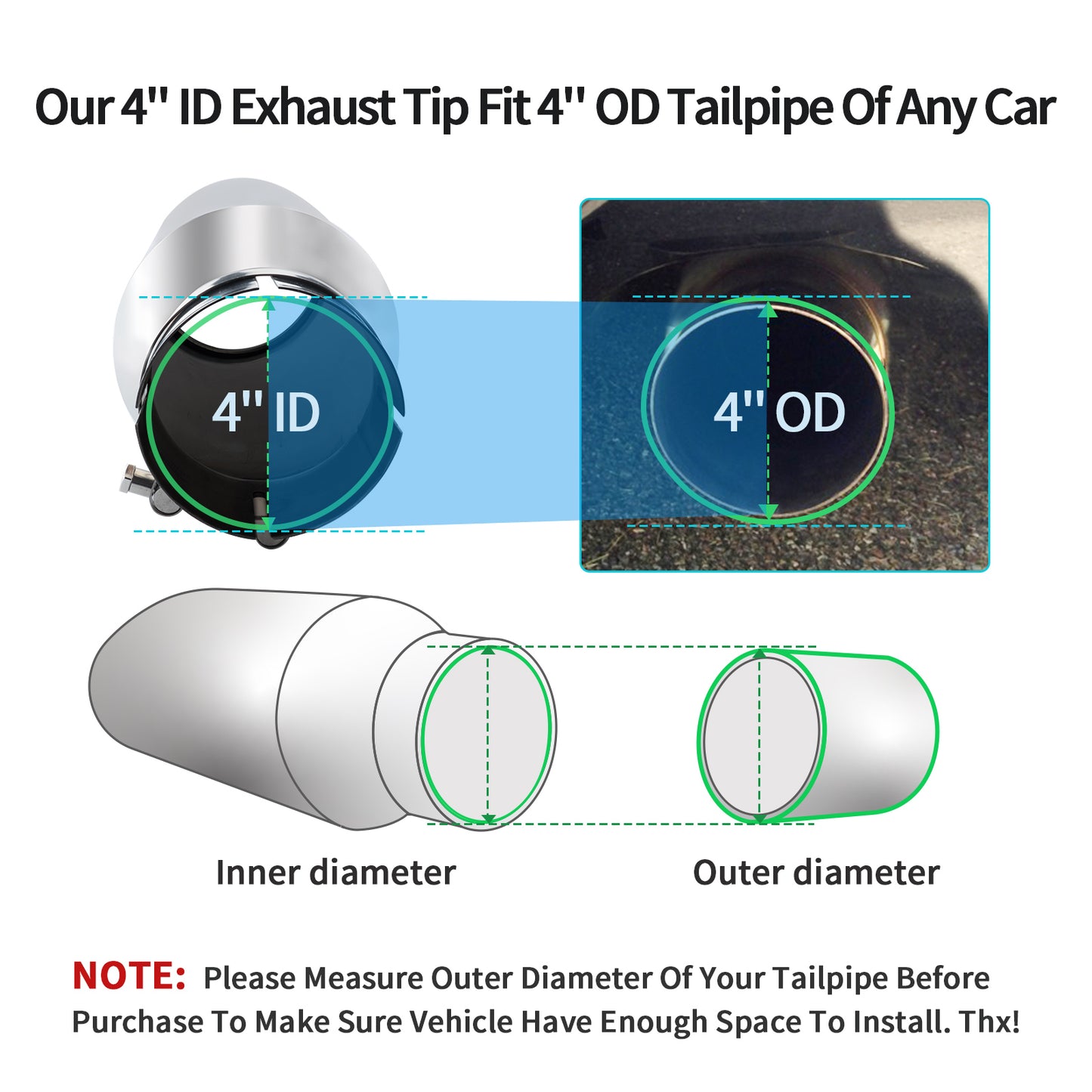 4" Inlet 6" Outlet 12" Overall Length,Clamp-On Design Universal