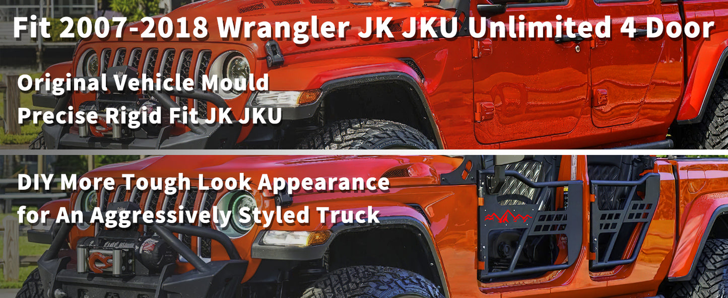 Tube Doors Fit 2007-2018 Wrangler JK (NOT JL) 4-Doors No with Mirror Mount