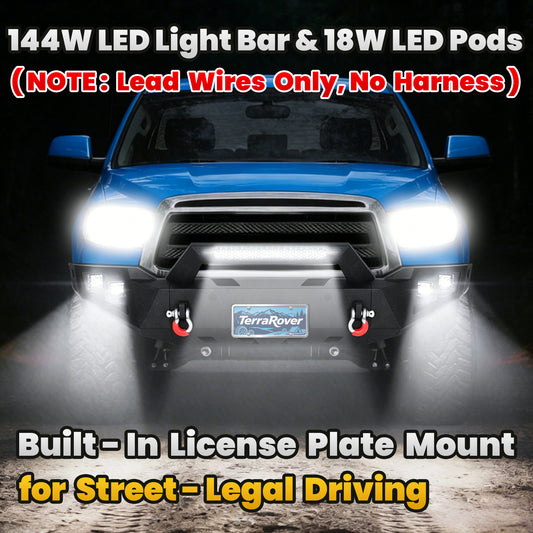 Toyota Tundra 07-13 Front Bumper|Direct Bolt-On, No Drill, Trail-Ready Protection, LED Lights & D-Rings