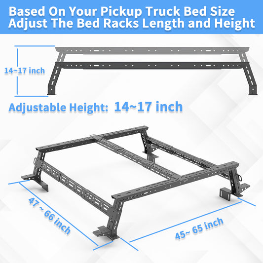 14"~17" Low Profile Bed Racks with Sidebars For Dodge / Ram 1500/2500/3500