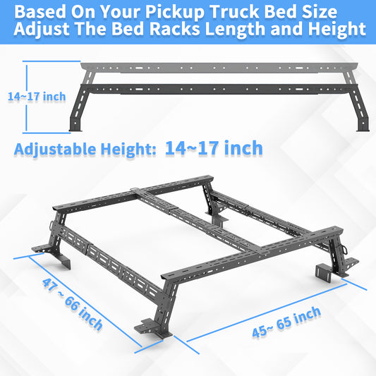 14"~17" Low Profile Bed Racks with Sidebars For Chevy / GMC Silverado / Colorado / Sierra / Canyon