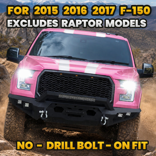 FORD 15-17 Front Bumper | Direct Bolt-On, No Drill, Aggressive Full Protection, Dual D-Rings