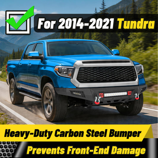 Toyota Tundra 14-21 Front Bumper|Bolt-On, No Drilling, Off-Road Protection, D-Rings & LED Lights