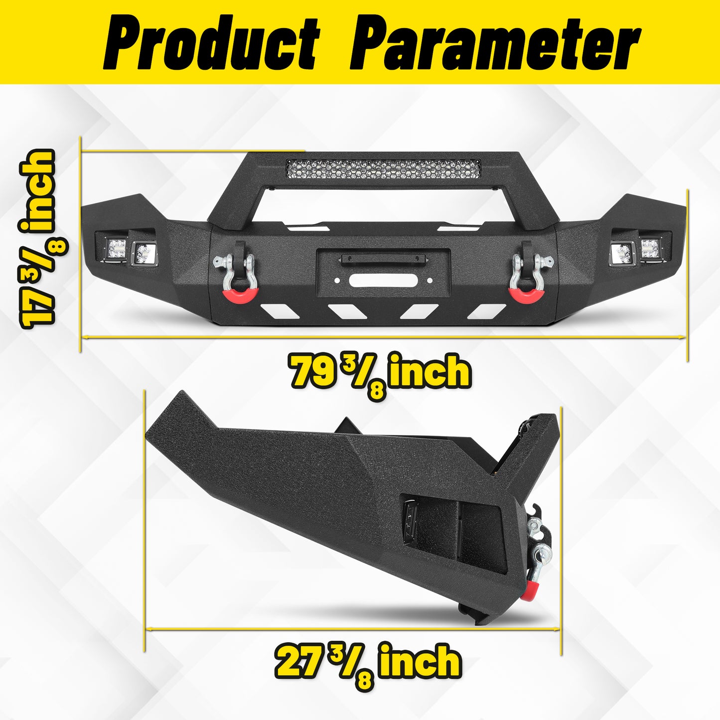 Ram 1500 13-18 & 19-23 Classic Front Bumper|Direct Bolt-On, No Drill, Full Width Trail Defense, Winch Plate & Recovery D-Rings