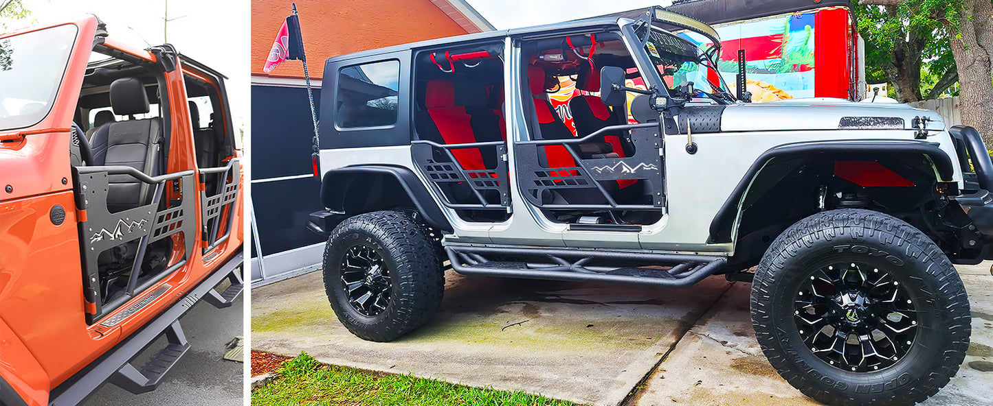 Tube Doors Fit 2007-2018 Wrangler JK (NOT JL) 4-Doors No with Mirror Mount