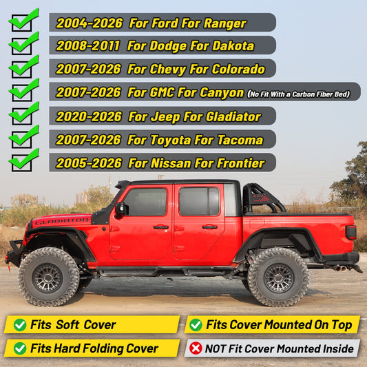 Dual Tube Roll Bar for Mid Size Pickup Truck with Brake Light