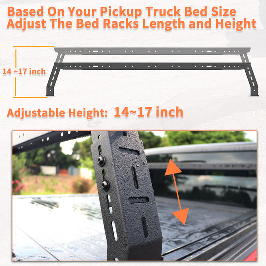 14'' ~ 17'' Low Profile Truck Bed Racks For Ford F150/250/350 / Ratpor / Lightning / Maverick / Ranger