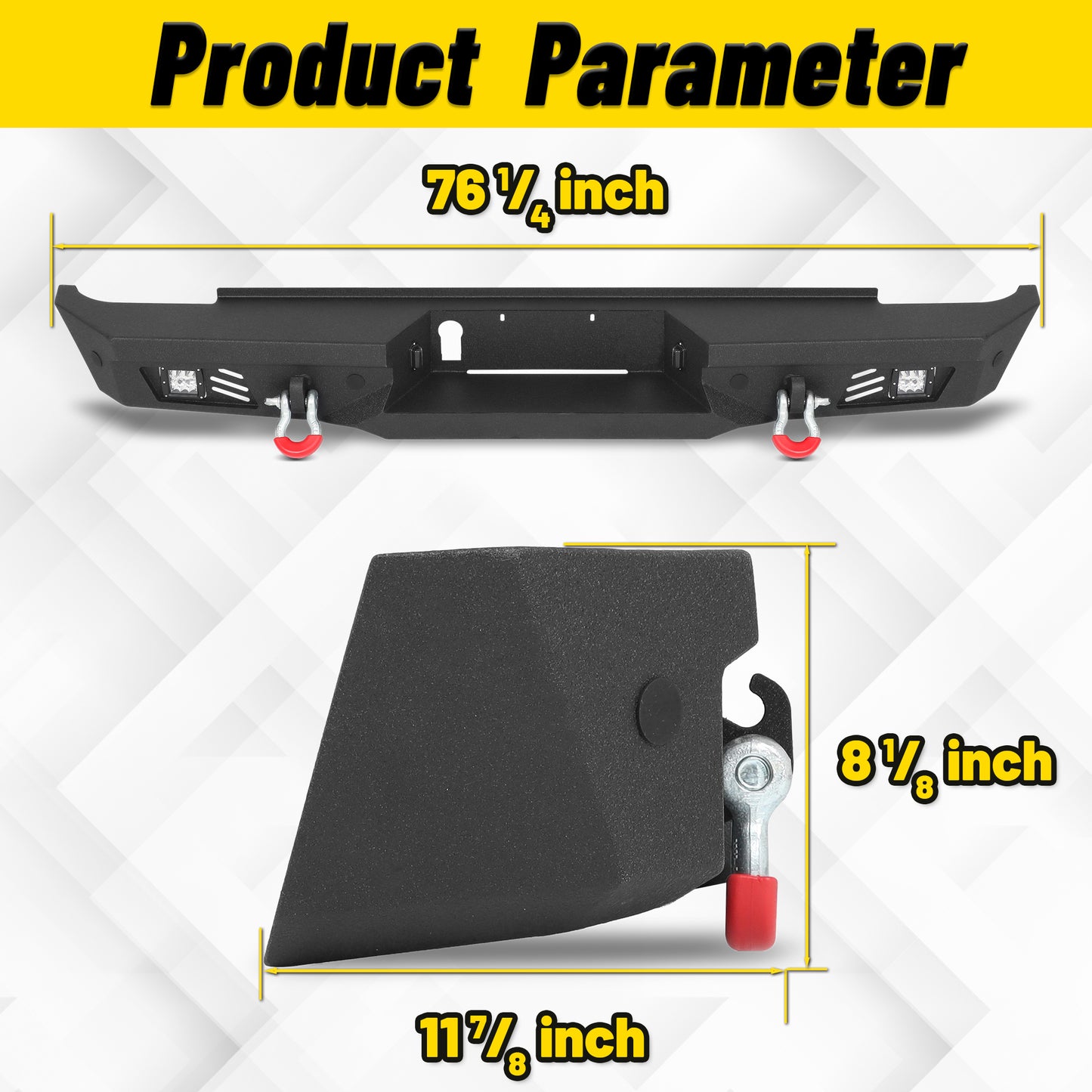 Chevy Suburban 92-99 / Yukon 92-99 / Tahoe 95-99 Rear Bumper|Bolt-On, No Drilling, Sensor Holes & Rear Step Plate
