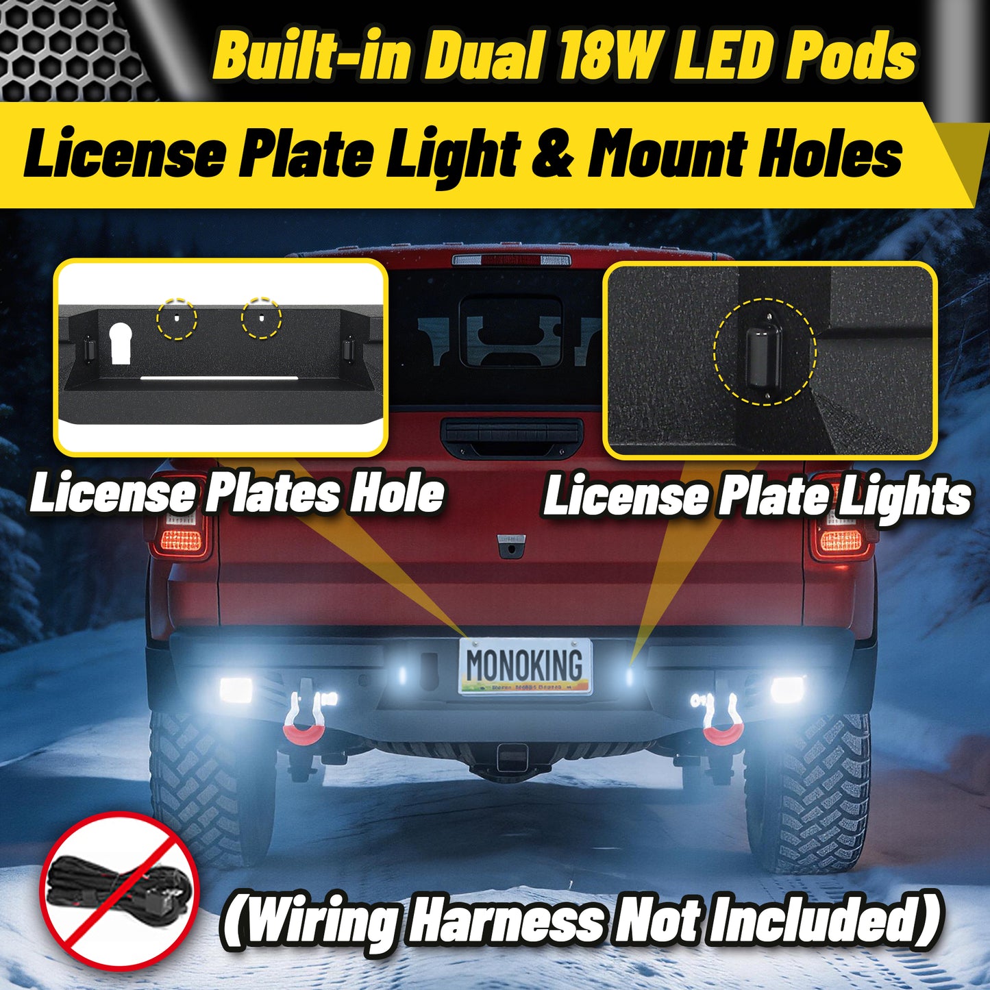Jeep Gladiator JT 20-26 Rear Bumper| Bolt-On, No Drilling,Off-Road Armor, LED Lights & D-Rings