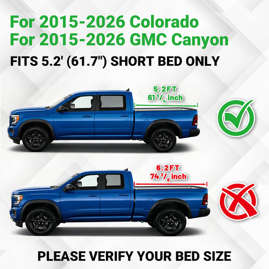 For Chevy Colorado / GMC Canyon 2015-2026 5.2ft Short Bed, Retractable Hard Truck Bed Tonneau Cover
