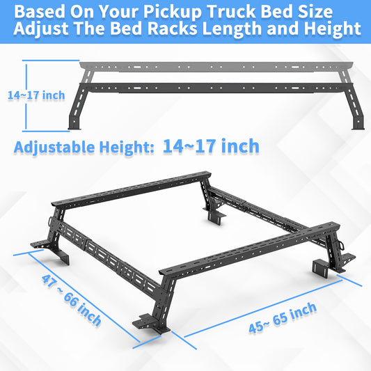 14"~17" Low Profile Bed Racks with Sidebars For Chevy / GMC Silverado / Colorado / Sierra / Canyon