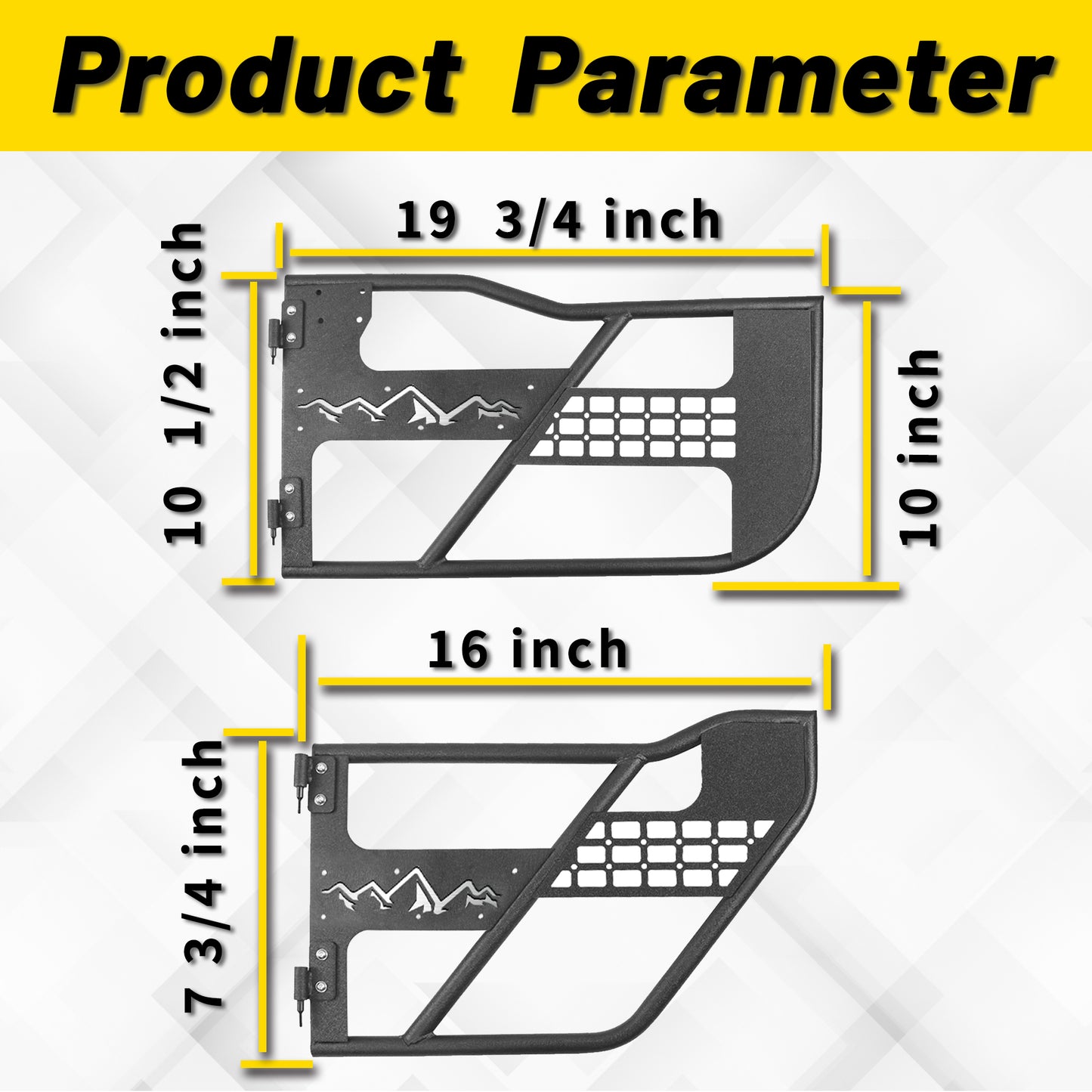 Tube Doors Fit 2007-2018 Wrangler JK (NOT JL) 4-Doors No with Mirror Mount