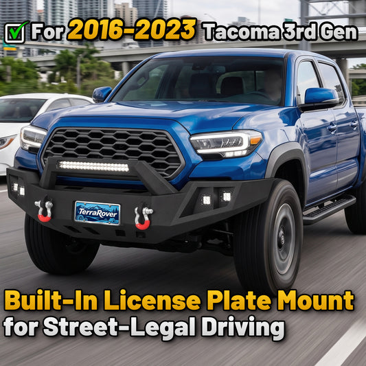 Toyota Tacoma 3rd Gen 2016-2023 Front Bumper|Direct Bolt-On, No Drill,Trail Protection, Winch Ready Plate & LED Pods
