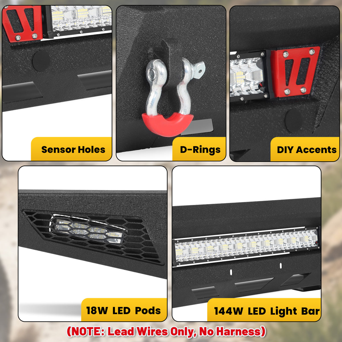 Toyota Tundra 14-21 Front Bumper|Bolt-On, No Drilling, Off-Road Protection, D-Rings & LED Lights