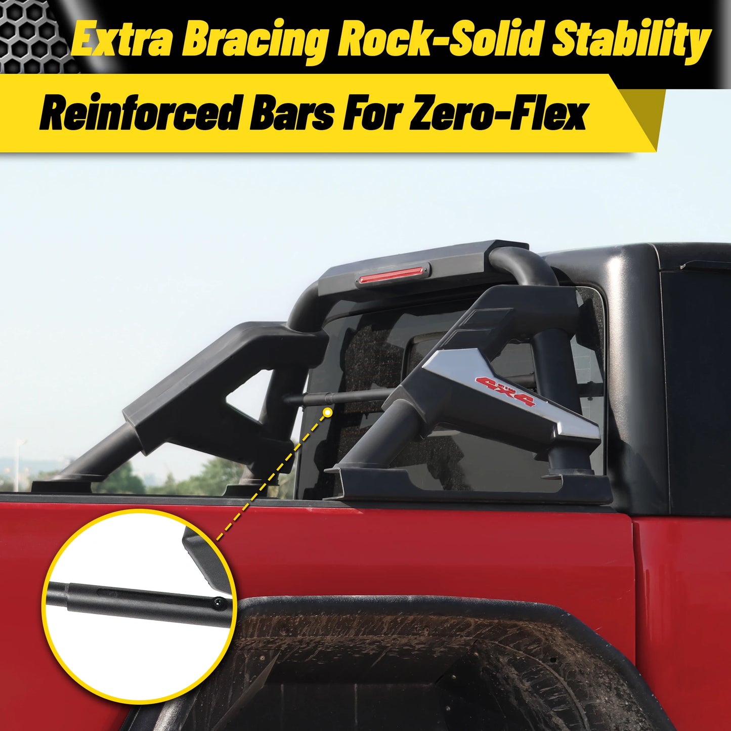 Roll Bar with Chase Rack Sport Bar for Mid-Size Truck – Single Tube Design
