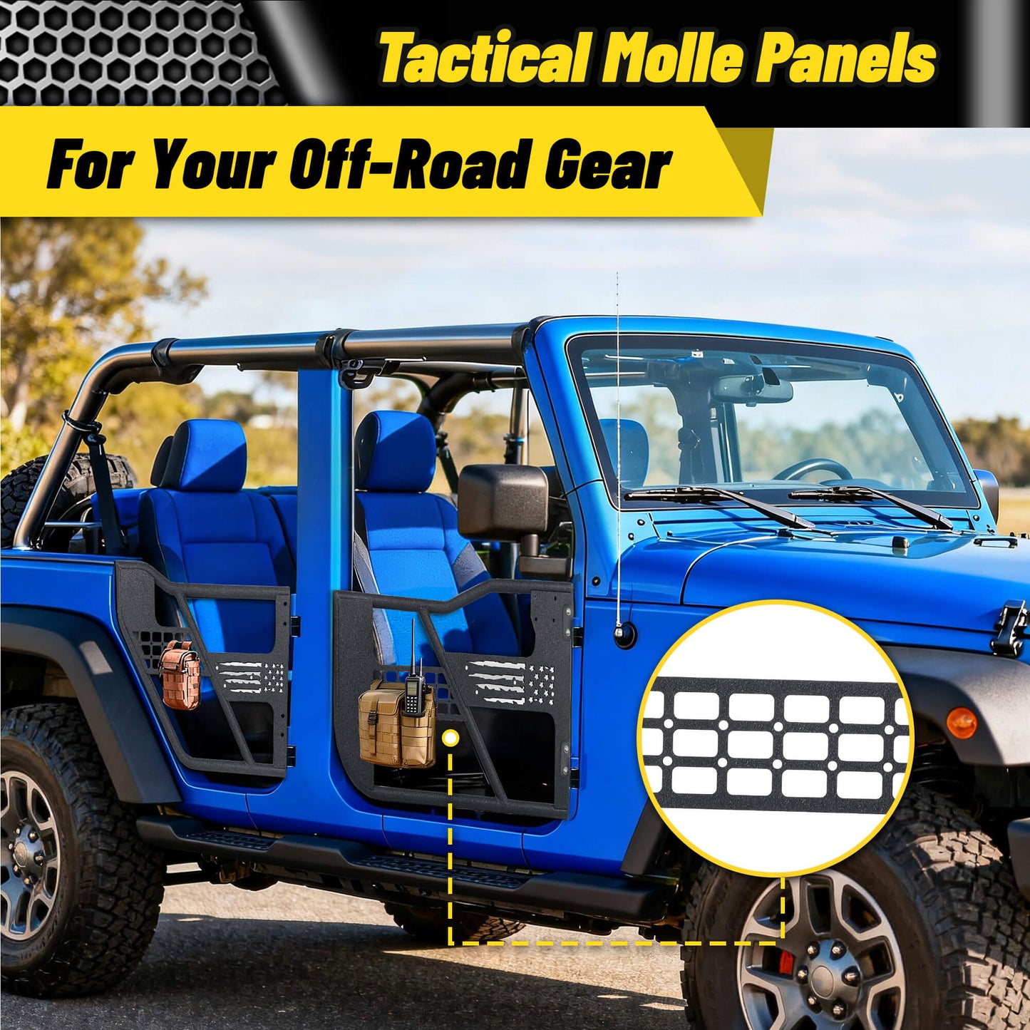 Jeep Gladiator JT 2020-2026 tube doors with mesh design for open driving experience