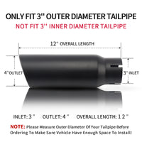 3" Inlet 4" Outlet 12" Overall Length，Clamp-On Design Universal
