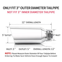 3" Inlet 5" Outlet 12" Overall Length，Clamp-On Design Universal