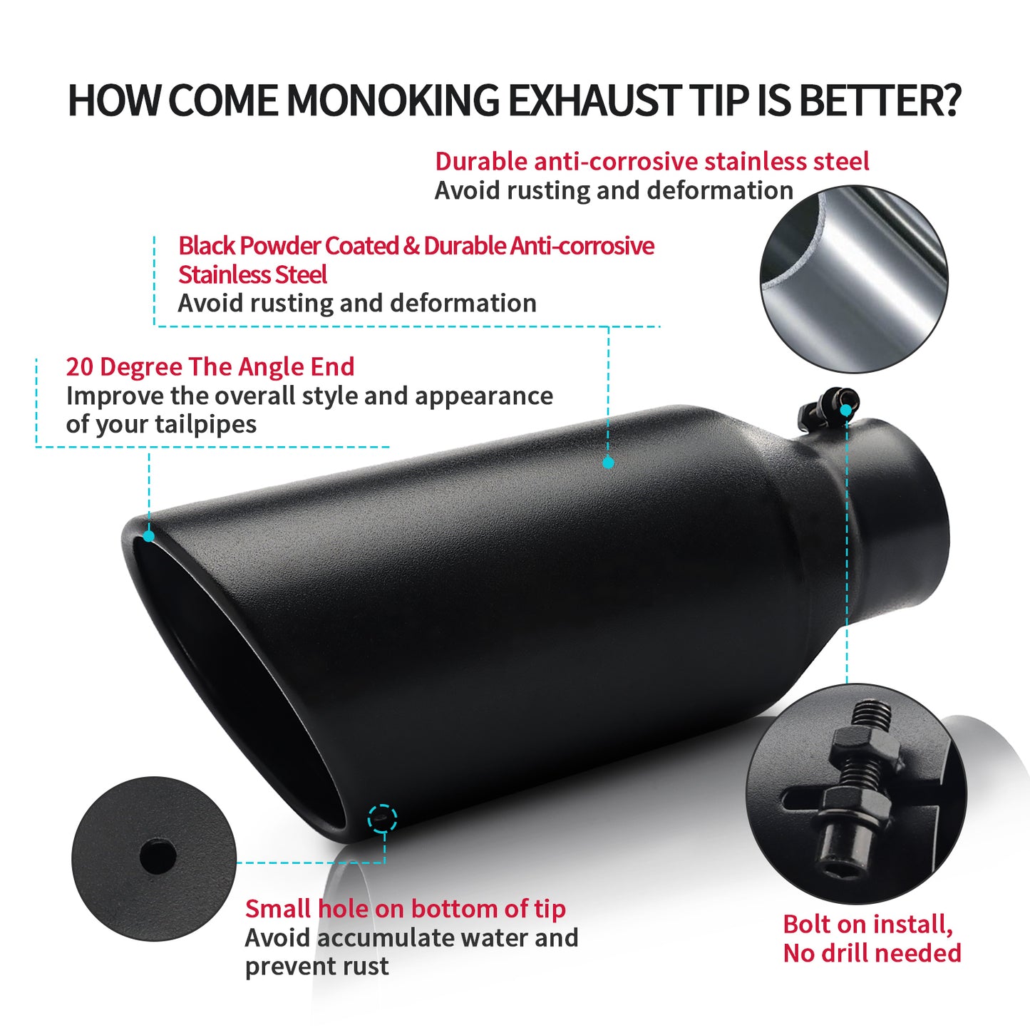 3" Inlet 5" Outlet 12" Overall Length，Bolt-On Design Universal