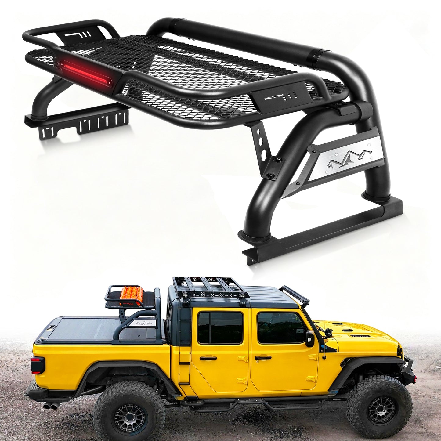 Truck Bed Roll Bar with Detachable Cargo Basket For Mid-Size Truck