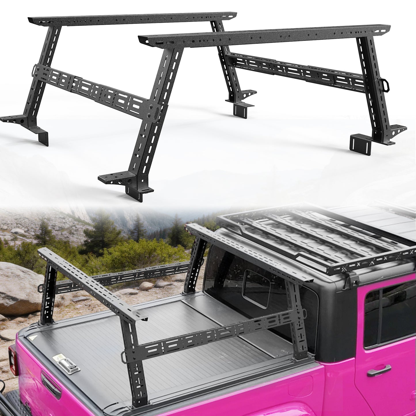 16"~25" High Truck Bed Rack with Molle Crossbars