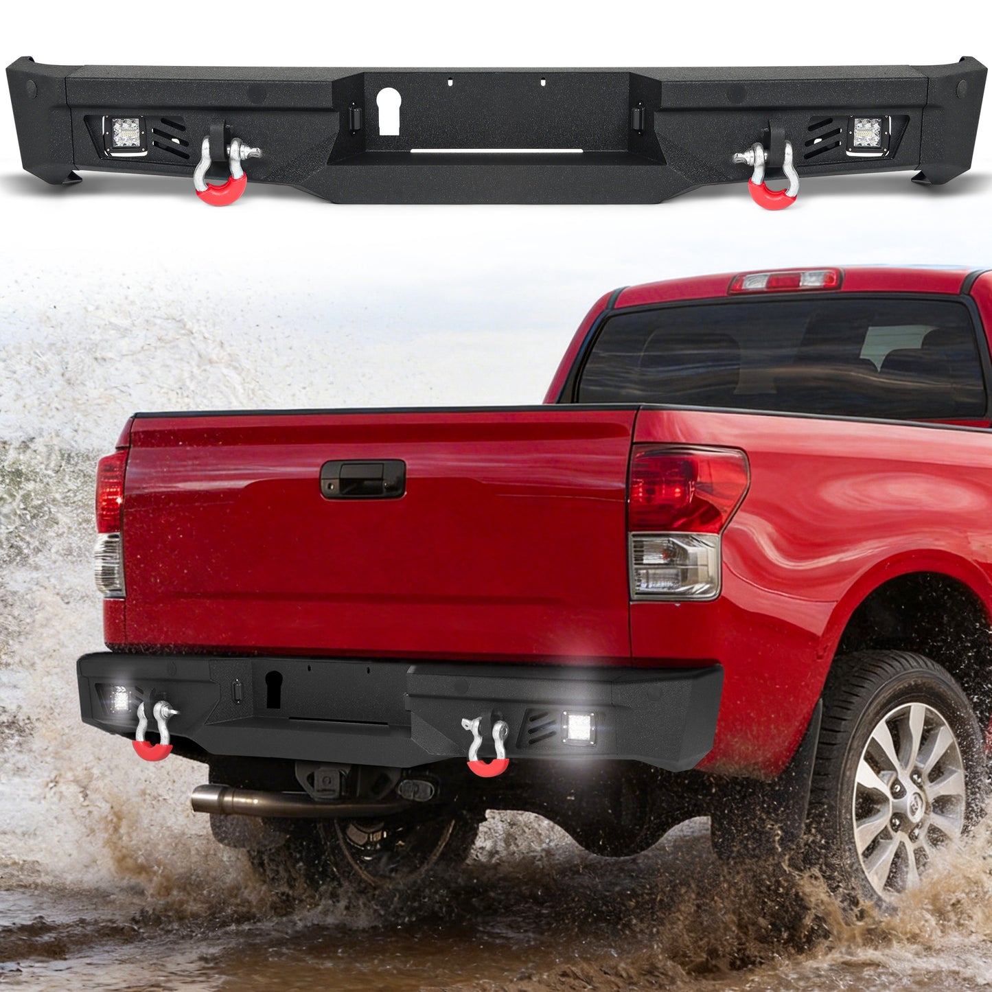 Toyota Tundra 07-13 Rear Bumper|Direct Bolt-On, No Drill, Work & Trail Defense, D-Rings & License Plate Lights