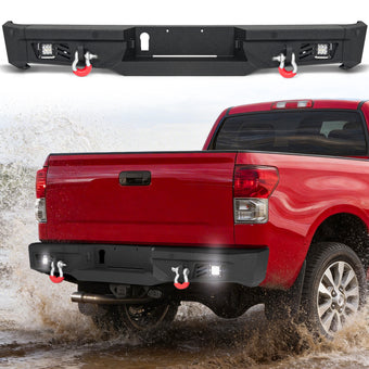 compare product Toyota Tundra 07-13 Rear Bumper|Direct Bolt-On, No Drill, Work & Trail Defense, D-Rings & License Plate Lights
