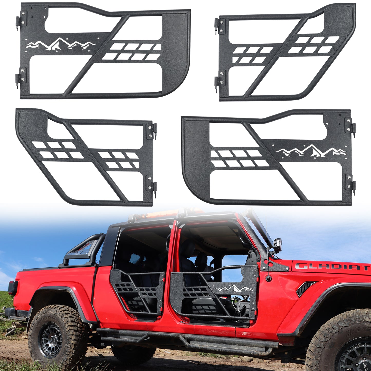 Tube Doors Fit 2020-2025  Gladiator JT 4-Doors  No with Mirror Mount
