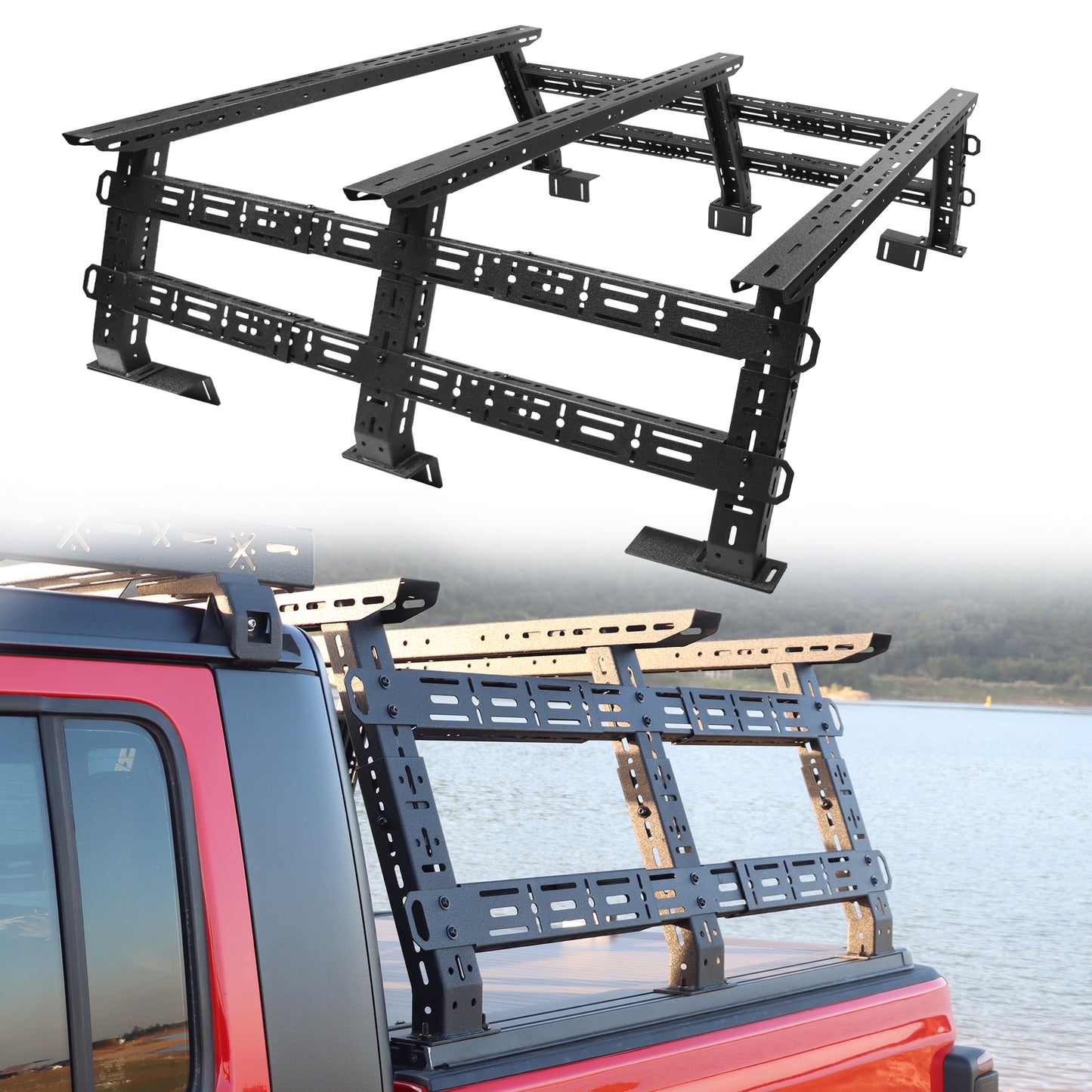 1300 Load Capacity Heavy Duty Truck Bed Racks Overland, MONOKING Adjustable 16'' to 25'' High Universal Truck Transport Racks for Tacoma/ Tundra/ Ram 1500/ F150/ Silverado 1500/ Colorado/ Canyon/ Ranger/ Gladiator JT