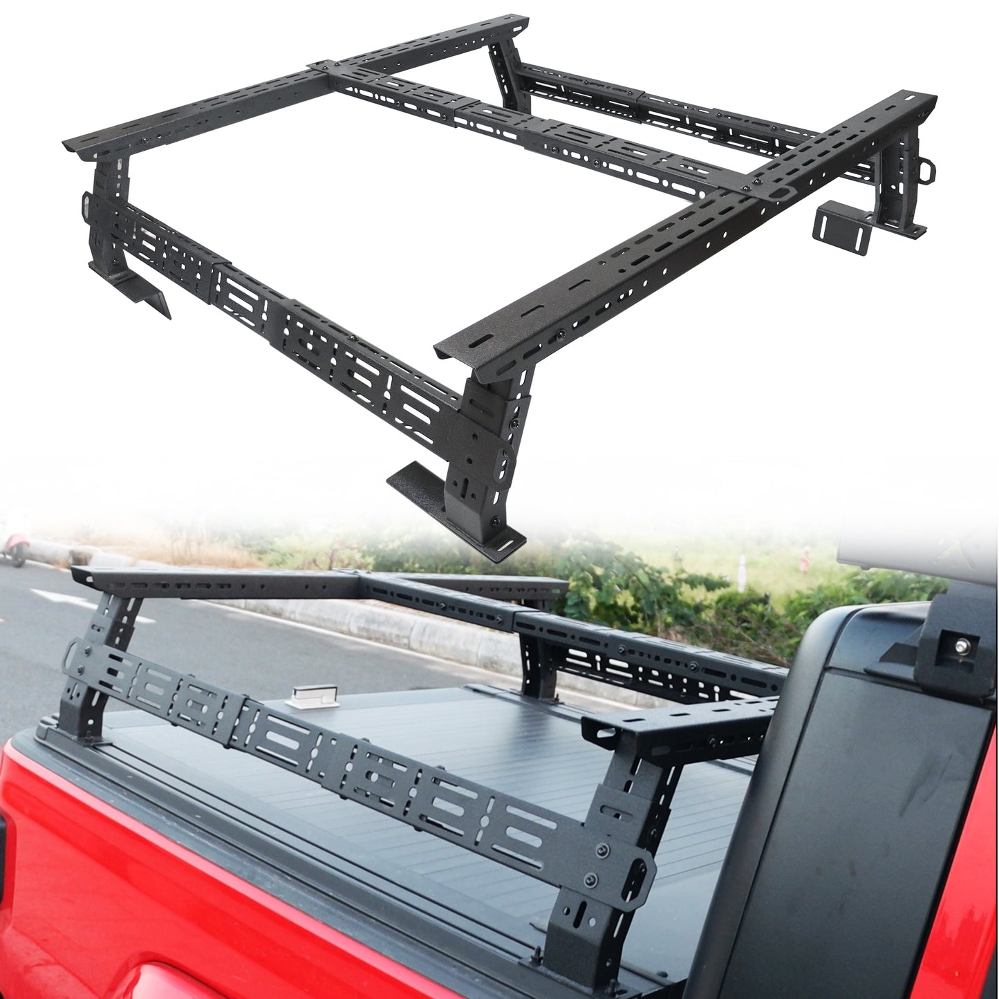 1100 Load Capacity Universal Truck Bed Racks Low Profile, MONOKING Adjustable 14~17" High Universal Truck Transport Racks for Kayaks Bikes Rooftop Tent