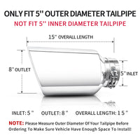 15 inch long diesel tail pipe 5x8x15 inch for trucks and pickups