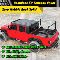 18 to 26 inch round tube steel truck bed rack showing compatible truck models and effortless driving with zero load impact.