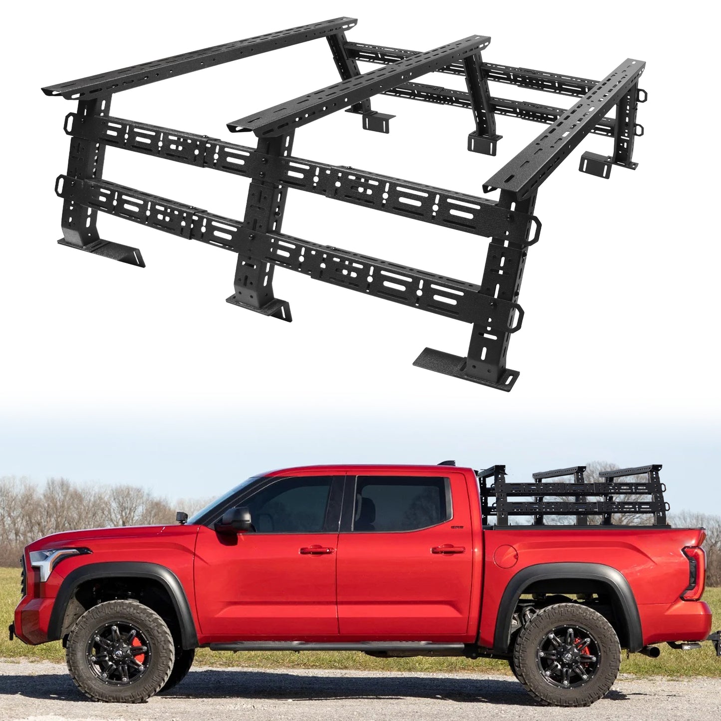 1300 Load Capacity Heavy Duty Truck Bed Racks Overland, MONOKING Adjustable 16'' to 25'' High Universal Truck Transport Racks for Tacoma/ Tundra/ Ram 1500/ F150/ Silverado 1500/ Colorado/ Canyon/ Ranger/ Gladiator JT