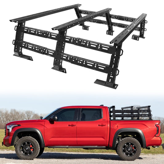 1300 Load Capacity Heavy Duty Truck Bed Racks Overland, MONOKING Adjustable 16'' to 25'' High Universal Truck Transport Racks for Tacoma/ Tundra/ Ram 1500/ F150/ Silverado 1500/ Colorado/ Canyon/ Ranger/ Gladiator JT