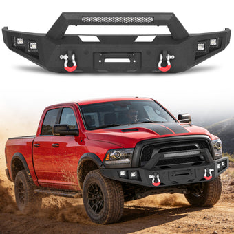 compare product Ram 1500 Rebel 15-18 Front Bumper|Bolt-On, No Drilling, Off-Road Armor, LED Light Bar & D-Rings