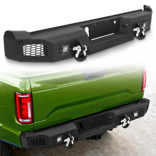 Ford 2021-2023 Rear Bumper | Direct Bolt-On, No Drill, Heavy-Duty Protection,LED Pods＆Dual D-rings