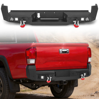compare product Toyota Tacoma 3rd Gen 2016-2023 Rear Bumper|Direct Bolt-On, No Drill, Carbon Steel Overland Armor, Step Plate & D-Rings