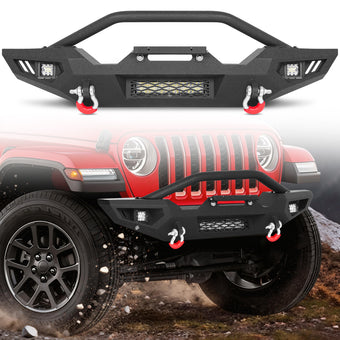 compare product Jeep Wrangler JK, JL & Gladiator JT Front Bumper|Direct Bolt-On, No Drill, Off-Road Adventure Armor, Stainless Steel Skid Plate & Dual D-rings