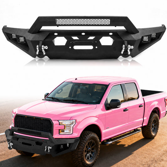 FORD 15-17 Front Bumper | Direct Bolt-On, No Drill, Aggressive Full Protection, Dual D-Rings