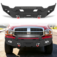Dodge Ram 1500 06-08 (Excl. Mega Cab) Front Bumper| Bolt-On, No Drilling,Heavy Duty Steel Work Armor, LED Light Bar & D-Rings