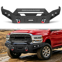 Ram 2500/3500 2019-2026 Front Bumper|Heavy-Duty Carbon Steel, Winch Mount, D-Rings, LED Lights & License Plate Mount
