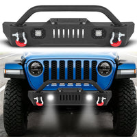Jeep Wrangler JK/JL 07-26 & Gladiator JT Front Bumper|Direct Bolt-On, No Drill, Overland & Off-Road Defense, Dual D-rings