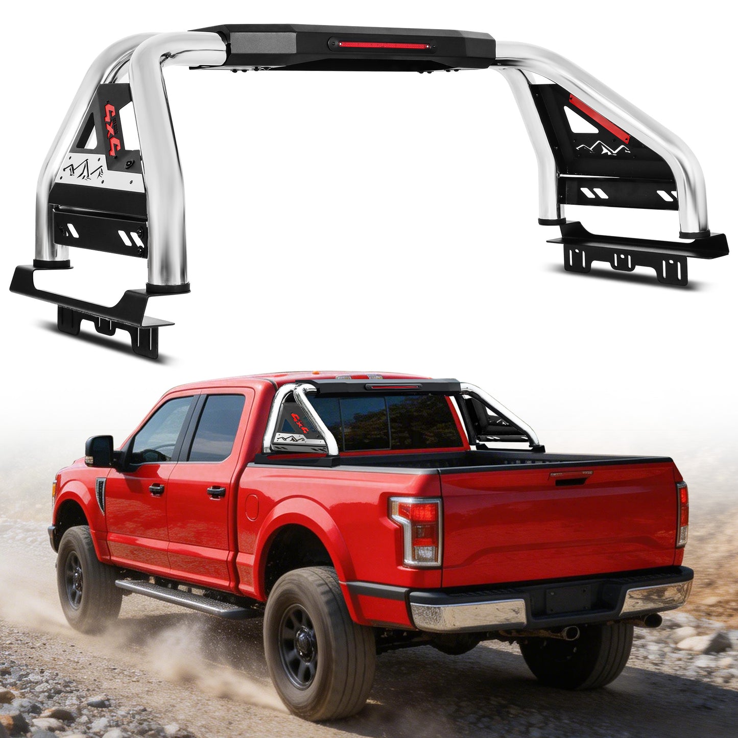Stainless Steel Sport Roll Bar for Full Size Pickup Truck with Brake Light