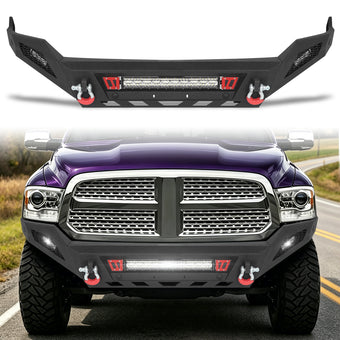 compare product Ram 1500 13-18 & 19-23 Classic (Excl. Rebel) Front Bumper|Bolt-On, No Drilling, Full Width Off-Road & Work Truck, Winch Ready Plate & License Bracket