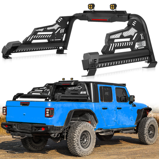 Heavy Duty Roll Bar with 3rd Brake Light for Mid-Size Truck