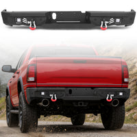 Ram 1500 Rebel 15-18 Rear Bumper| Bolt-On, No Drilling,Steel Off-Road Armor, LED Lights & D-Rings