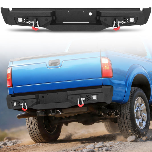 Ford F-150 15-17 (Excl. Raptor & EcoBoost) Rear Bumper|Bolt-On, No Drilling, Steel Work Truck, LED Lights & D-Rings