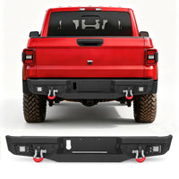 Jeep Gladiator JT 20-26 Rear Bumper| Bolt-On, No Drilling,Off-Road Armor, LED Lights & D-Rings