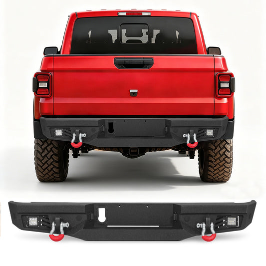 Jeep Gladiator JT 20-26 Rear Bumper| Bolt-On, No Drilling,Off-Road Armor, LED Lights & D-Rings